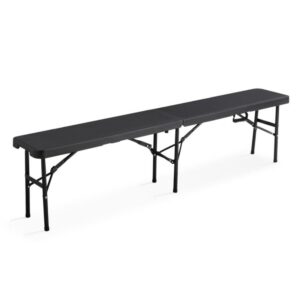 Klappbare Bänke 180cm 3 Plätze - Set von 5 180x45x30cm Stahl Schwarz Oviala Möbel Esszimmermöbel Sitzbank und Holzbank