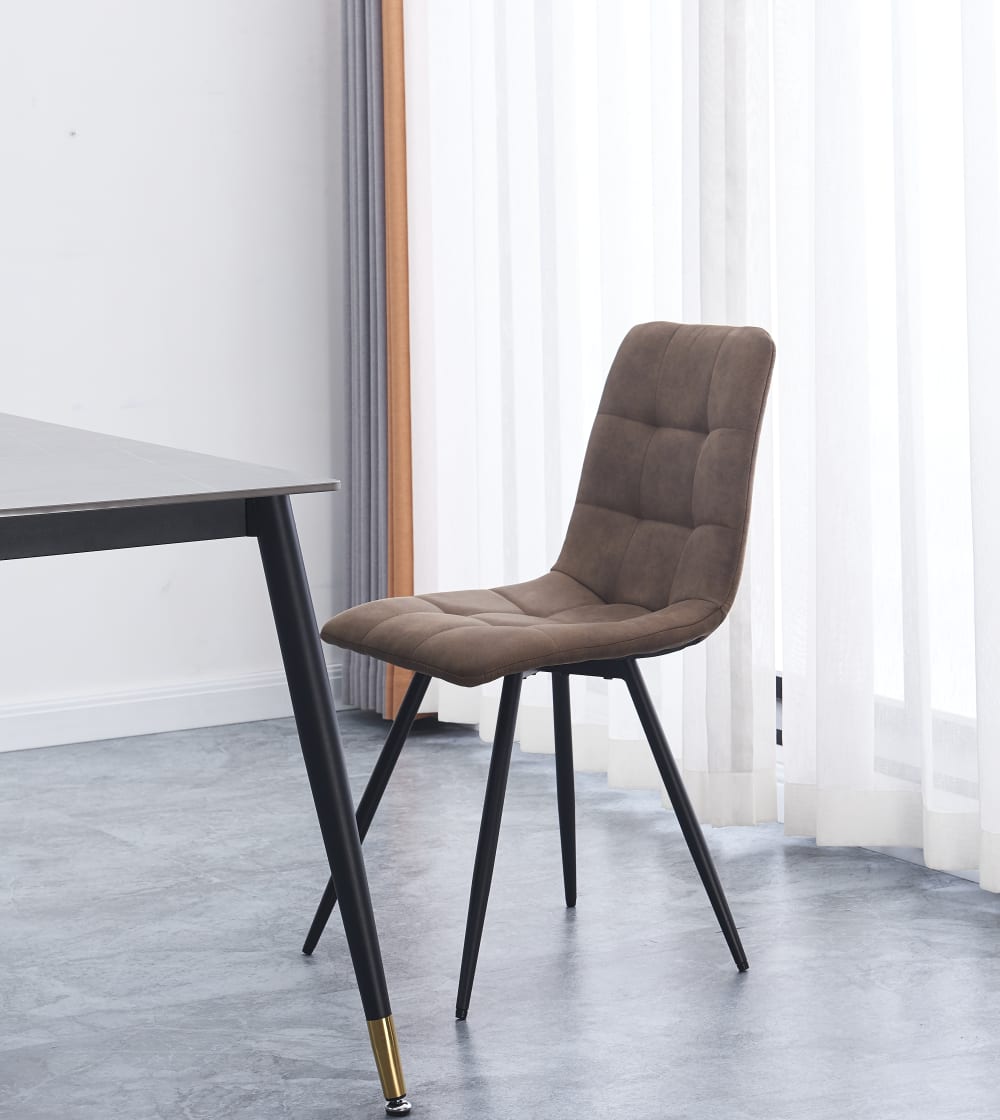 Polsterstühle (2er Set) aus Metall und Kunstleder Braun 55x85x45cm Stoff Braun Nordlys Möbel Esszimmermöbel Stühle