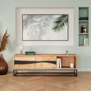 wohnli-moebel-suche-M22184988-1 Fernsehtisch aus massivem Akazienholz und Metall 140 cm 140x45x35cm Holz Braun Maison Pavane Möbel Wohnzimmermöbel TV-Möbel