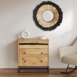 Kommode aus Akazienholz und Metall mit 3 Schubladen 70x75x40cm Holz Braun Rendez-Vous Déco Möbel Schlafzimmermöbel Kommoden