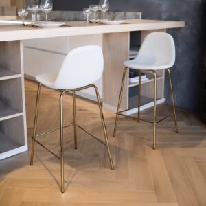 wohnli-moebel-suche-M23000623-1 2er-Set Esszimmerstühle für Küchentresen 65 cm aus weißem Kunstleder 41x89x43cm PVC - Polyvinlychlorid Weiß Maison Pavane Möbel Esszimmermöbel Barhocker