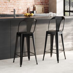 wohnli-moebel-suche-M23000626-1 2er-Set Stühle für Kücheninsel 67 cm in mattem Schwarzmetall 45x100x42cm Metall Schwarz Maison Pavane Möbel Esszimmermöbel Barhocker