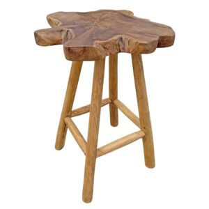wohnli-moebel-suche-M23000693 Wohnli Möbelsuche - Hoher Barhocker aus massivem Teakholz mit unregelmäßiger Form 65 cm