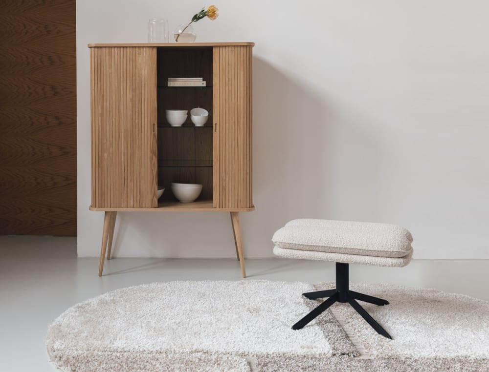 Fußstütze aus Bouclé-Stoff 47x44x60cm Stoff Weiß Zuiver Sofas und Sessel Sessel, Poufs und Fußbänke Sitzsäcke