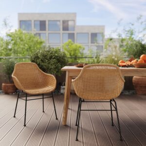 2er Set Stühle aus natürlichem Harzgeflecht 56x81x54cm Harz Braun Rendez-Vous Déco Möbel Esszimmermöbel Stühle