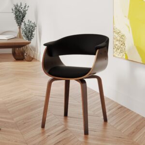 Stuhl aus schwarzem synthetischem Leder 60x73x53cm Holz Schwarz Maison Pavane Möbel Esszimmermöbel Stühle