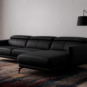 wohnli-moebel-suche-M23002923-1 Chaiselongue-Sofa schwarzem Rindsleder 174x94x283cm Leder Schwarz Angel Cerda Sofas und Sessel Sofas Ecksofas