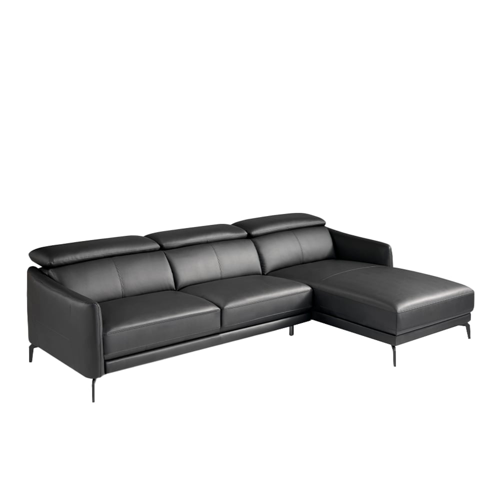 Wohnli Möbelsuche - Chaiselongue-Sofa schwarzem Rindsleder