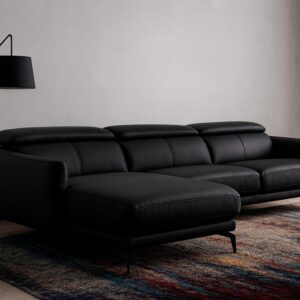 Chaiselongue-Sofa schwarzem Rindsleder 174x94x283cm Leder Schwarz Angel Cerda Sofas und Sessel Sofas Ecksofas