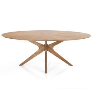 Ovaler Tisch mit Holzoptik und Eichenfinish. H75xT110xB190cm. 190x75x110cm Spanplatte Beige ORESTELUCHETTA Möbel Esszimmermöbel Esstische