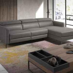 wohnli-moebel-suche-M23004429-1 Chaiselongue-Sofa mit Lederbezug und elektrischem Relax-Mechanismus 173x95x258cm Leder Grau Angel Cerda Sofas und Sessel Sofas Ecksofas