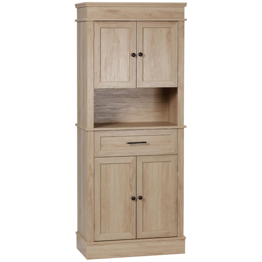 Wohnli Möbelsuche - Buffet haut 2 placards 2 portes tiroir niche aspect chêne clair