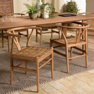Stuhl aus recyceltem Teakholz mit abgerundeter Rückenlehne 56x76x58cm Holz Braun MACABANE Möbel Esszimmermöbel Stühle