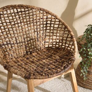 Sessel mit abgerundeter Rückenlehne aus geflochtenem Abaca 79x83x69cm Holz Braun MACABANE Sofas und Sessel Sessel, Poufs und Fußbänke Sessel