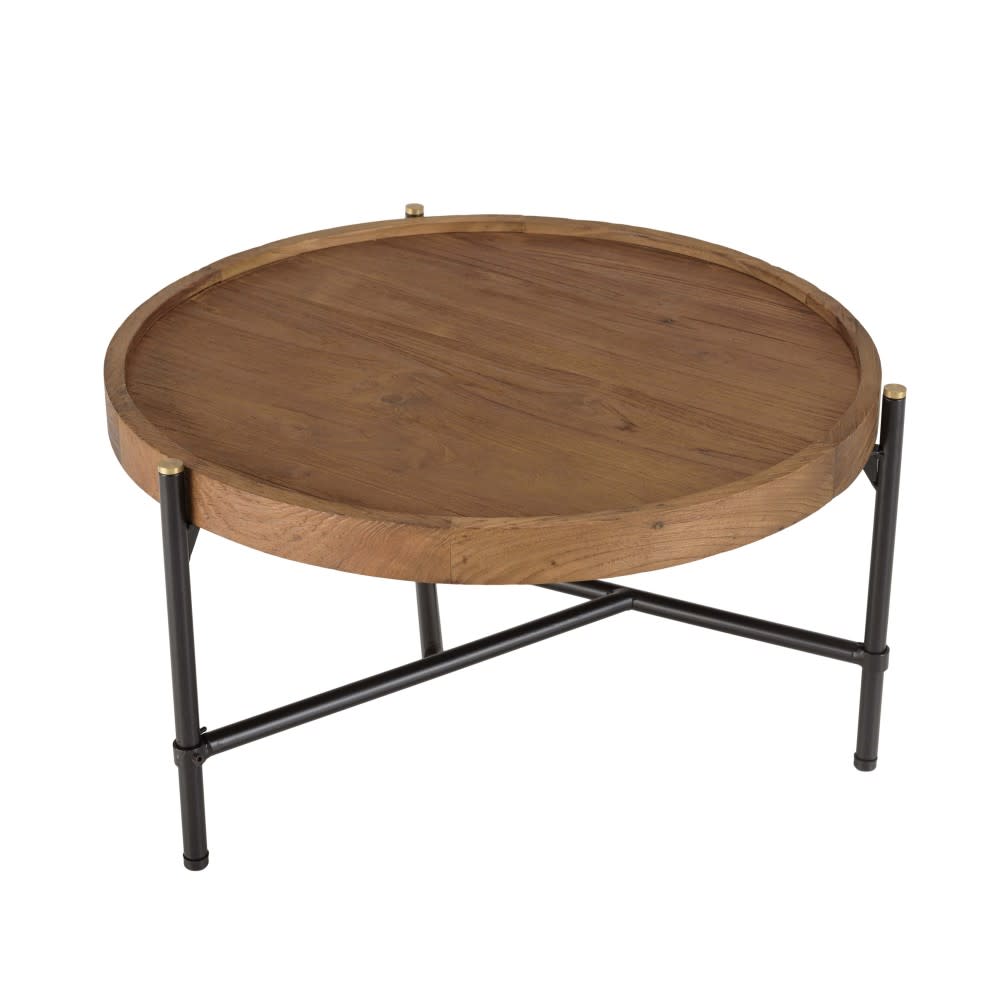 Wohnli Möbelsuche - Couchtisch mit runder Tischplatte aus recyceltem Teakholz D55