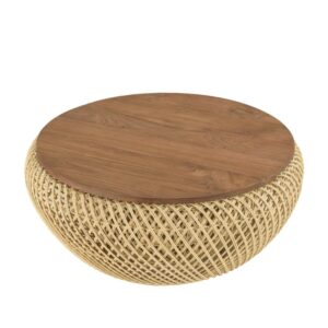 Wohnli Möbelsuche - Runder Couchtisch aus Rattan mit abnehmbarer Schale D66