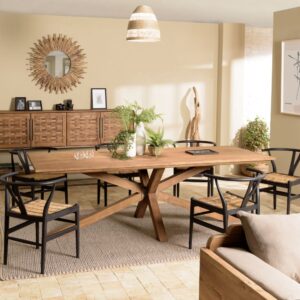 Rechteckiger Esstisch aus recyceltem Teakholz L240 240x78x100cm Holz Braun MACABANE Möbel Esszimmermöbel Esstische