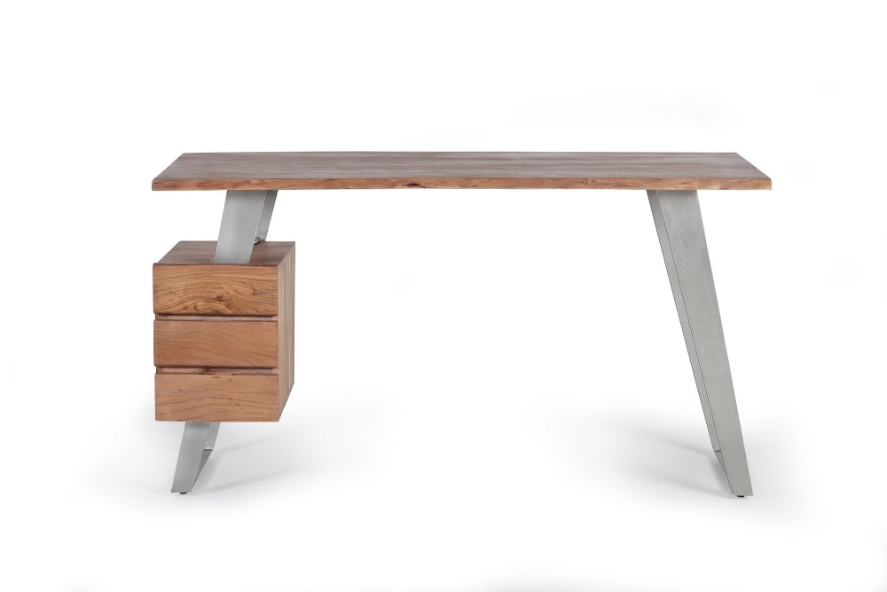 Schreibtisch in Akazie 147x80x63cm Holz Braun GINER Y COLOMER Möbel Büromöbel Schreibtische