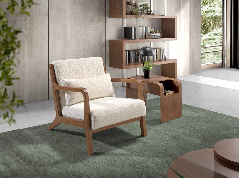 wohnli-moebel-suche-M23009965-1 Weißer Stoffsessel mit Kissen 86x74x68cm Stoff Weiß Angel Cerda Sofas und Sessel Sessel, Poufs und Fußbänke Sessel
