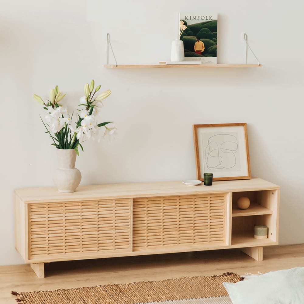 natürlichem Kiefernholz 150 cm Unlackiert