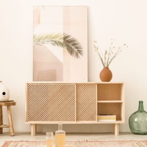 Sideboard aus massivem Naturholz mit 2 Türen 120 cm Unlackiert 120x65x35cm Holz Braun Naan Furniture Möbel Esszimmermöbel Sideboards, Highboards & niedrige Anrichten