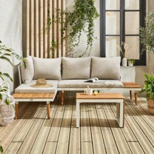 wohnli-moebel-suche-M23014109-1 Gartenlounge modulierbar 4-Sitzer 140x65x68cm Holz Beige sweeek Möbel Schlafzimmermöbel Bettbänke