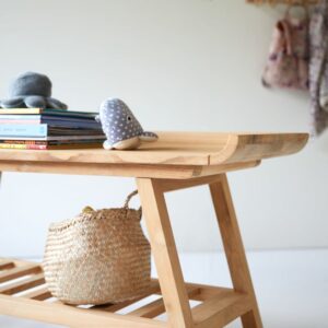 Flache Konsole für Kinder aus massivem Teakholz 110x50x40cm Holz Braun Tikamoon Möbel Wohnzimmermöbel Konsolentische