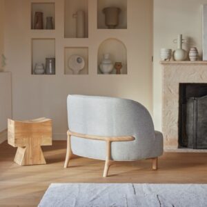 wohnli-moebel-suche-M23014847-1 Sessel mit massivem Eichenholzgestell und grauem Stoffbezug 95x77x83cm Stoff Grau Tikamoon Sofas und Sessel Sessel, Poufs und Fußbänke Sessel