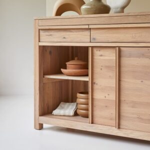Anrichte aus massivem Eichenholz 150 cm 150x85x47cm Holz Beige Tikamoon Möbel Esszimmermöbel Sideboards, Highboards & niedrige Anrichten