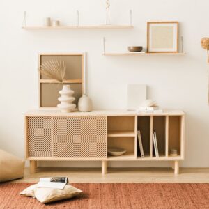 Sideboard aus massivem Naturholz - drei Trennwände - 170 cm Unlackiert 170x65x35cm Holz Braun Naan Furniture Möbel Esszimmermöbel Sideboards, Highboards & niedrige Anrichten