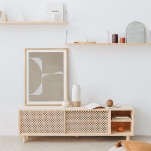 TV-Möbel aus natürlichem Massivholz - zwei Regale - 150 cm Unlackiert 150x45x35cm Holz Braun Naan Furniture Möbel Wohnzimmermöbel TV-Möbel