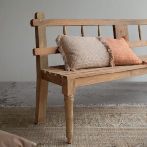 195x90x47cm Holz Beige Tikamoon Möbel Esszimmermöbel Sitzbank und Holzbank