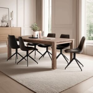 wohnli-moebel-suche-M23018857-1 2er Set Esszimmerstühle Kunstlederbezug Dunkelbraun 57x85x48cm PVC und Synthetik Braun Furnhouse Möbel Esszimmermöbel Stühle