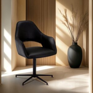 wohnli-moebel-suche-M23018873-1 2er Set Esszimmerstühle Kunstlederbezug Schwarz 64x89x59cm PVC und Synthetik Schwarz Furnhouse Möbel Esszimmermöbel Stühle