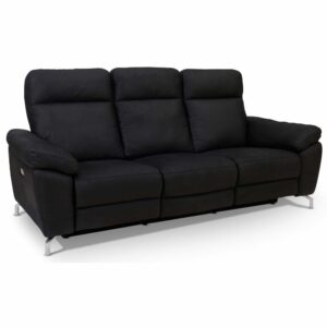 Wohnli Möbelsuche - 3-Sitzer Sofa mit Relaxfunktion Lederbezug Schwarz