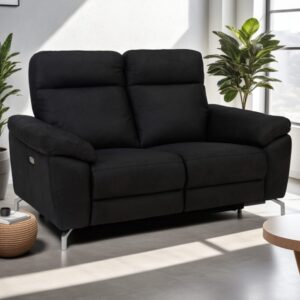 2-Sitzer Sofa mit Relaxfunktion Stoffbezug Schwarz 96x101x162cm Stoff Schwarz Furnhouse Sofas und Sessel Sofas 2-Sitzer-Sofas & 3-Sitzer-Sofas