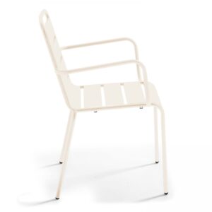 wohnli-moebel-suche-M23022179-1 Sessel im industriellen Stil aus Metall elfenbeinfarben 55x83x55cm Stahl Beige Oviala Möbel Esszimmermöbel Stühle