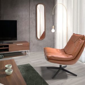 wohnli-moebel-suche-M23024044-1 Drehsessel aus Leder und Stahl 90x87x75cm Leder Braun Angel Cerda Sofas und Sessel Sessel, Poufs und Fußbänke Sessel