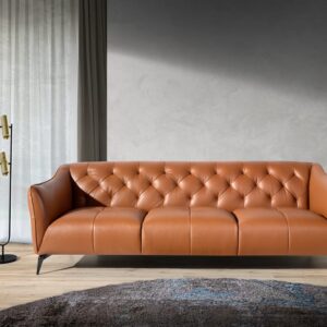 3-Sitzer-Sofa aus Leder mit Stahlbeinen 95x77x240cm Leder Braun Angel Cerda Sofas und Sessel Sofas 2-Sitzer-Sofas & 3-Sitzer-Sofas