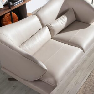 wohnli-moebel-suche-M23024054-1 3-Sitzer-Sofa aus Leder und Zierkissen 90x85x230cm Leder Grau Angel Cerda Sofas und Sessel Sofas 2-Sitzer-Sofas & 3-Sitzer-Sofas