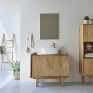 wohnli-moebel-suche-M23026125-1 Waschtischunterschrank aus massivem Mindy 90 cm 90x78x50cm Holz Beige BERAH GETAH Möbel Badezimmermöbel Waschtische