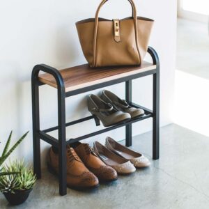 Rangement à chaussures 2 niveaux 48x46x19cm Metall Braun Yamazaki Möbel Flurmöbel Schuhschränke