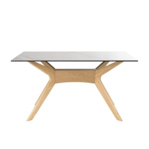 Tisch 140 mit weißer Porzellanplatte und Beinen aus Eichenholz 140x75x90cm Holz Weiß Koketto Home Möbel Esszimmermöbel Esstische