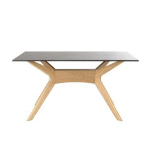 Tisch 140 mit grauer Porzellanplatte und Beinen aus Eichenholz 140x75x90cm Holz Grau Koketto Home Möbel Esszimmermöbel Esstische