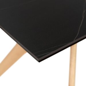 wohnli-moebel-suche-M23030556-1 Tisch 140 mit schwarzer Porzellanplatte und Beinen aus Eichenholz 140x75x90cm Porzellan Schwarz Koketto Home Möbel Esszimmermöbel Esstische