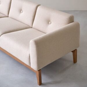 3-Sitzer-Sofa mit massivem Eichenholzgestell und Ecru-Wolle 220x69x82cm Stoff Beige Tikamoon Sofas und Sessel Sofas 2-Sitzer-Sofas & 3-Sitzer-Sofas