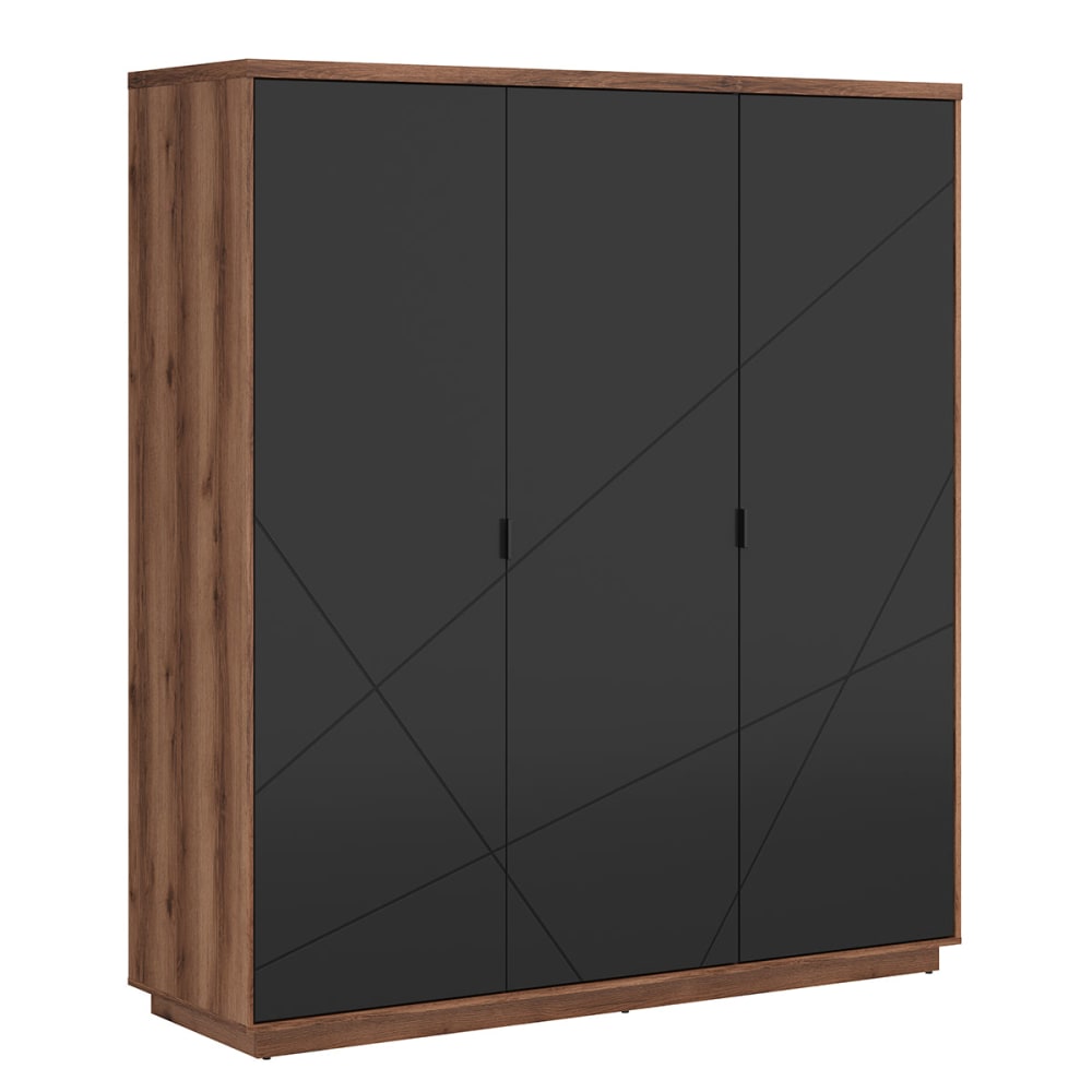 wohnli-moebel-suche-M23031034 Wohnli Möbelsuche - 3-türiger Kleiderschrank Melaminierte Holzplatten Schwarz und Holz