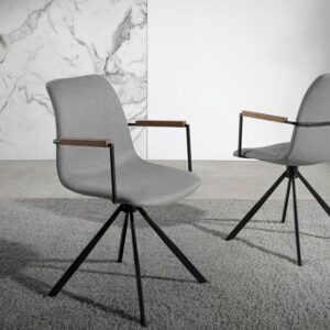 wohnli-moebel-suche-M23032092-1 Drehstuhl aus Stoff mit Stahlbeinen 62x85x50cm Stoff Grau Angel Cerda Möbel Esszimmermöbel Stühle