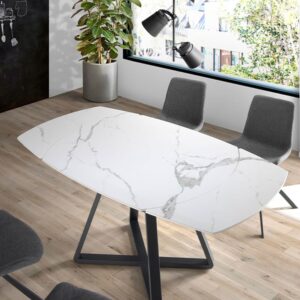 wohnli-moebel-suche-M23032103-1 Esstisch aus Porzellan und Stahl 90x77x120cm Marmor Schwarz Angel Cerda Möbel Esszimmermöbel Esstische