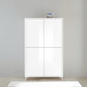 Highboard mit 4 Türen H174 cm - Weiß 104x174x40cm Spanplatte Weiß Calicosy Möbel Esszimmermöbel Sideboards, Highboards & niedrige Anrichten